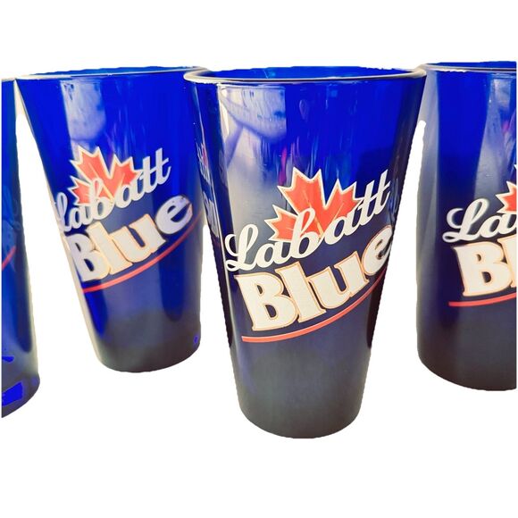 LABATT BLUE PINT BEER GLASS COBALT BLUE CANADA LIBBY Set Of 4, - Picture 2 of 5